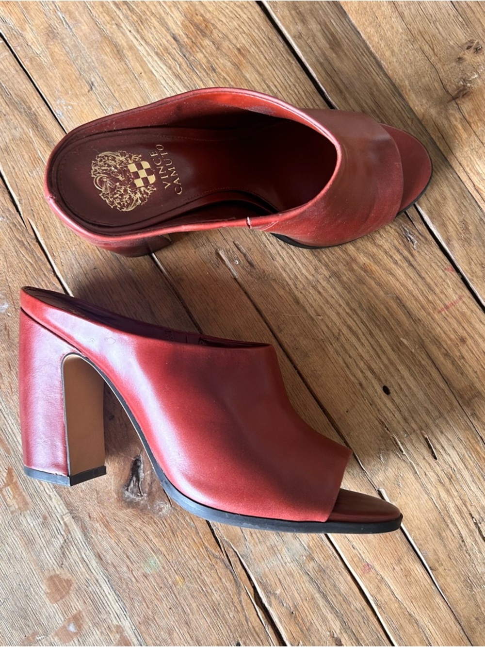 Vince Camuto Women's Red Open-Toe Mule Heels red brown 8.5 - Picture 3 of 11